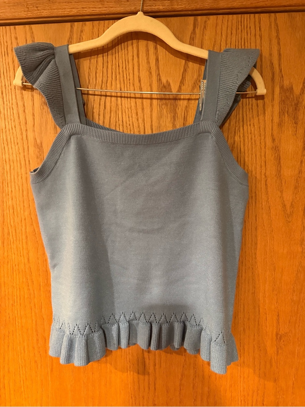 LOFT Sky Blue Ruffle-Strap Knit Tank - Picture 3 of 7